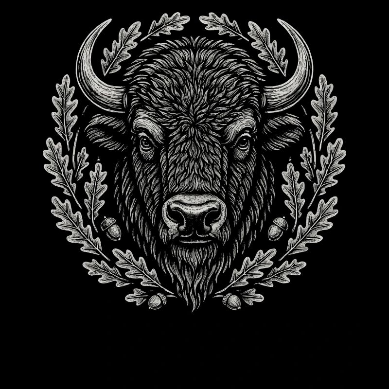 Europäischer Bison mit Eichenkranz Kunst
