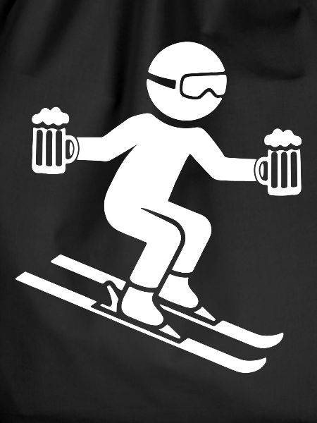 Skifahrer mit Bierkrug