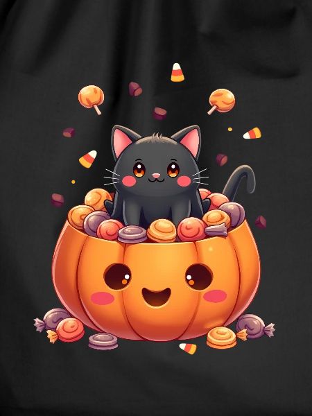 Halloween Cat with Halloween Pumpkin