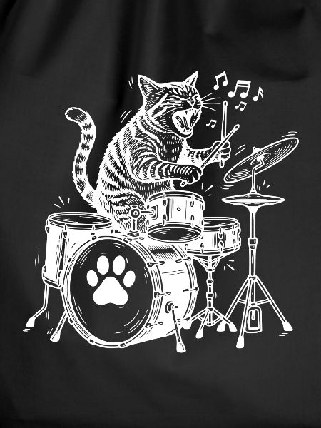 Funny Drumming Cat Music Drummer