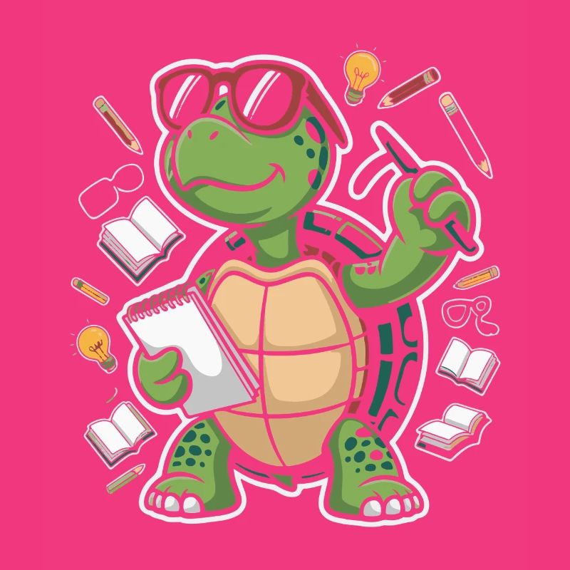 Learning turtle with glasses