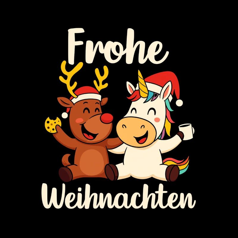 Frohe Weihnachten Einhorn Rentier Heilig Abend