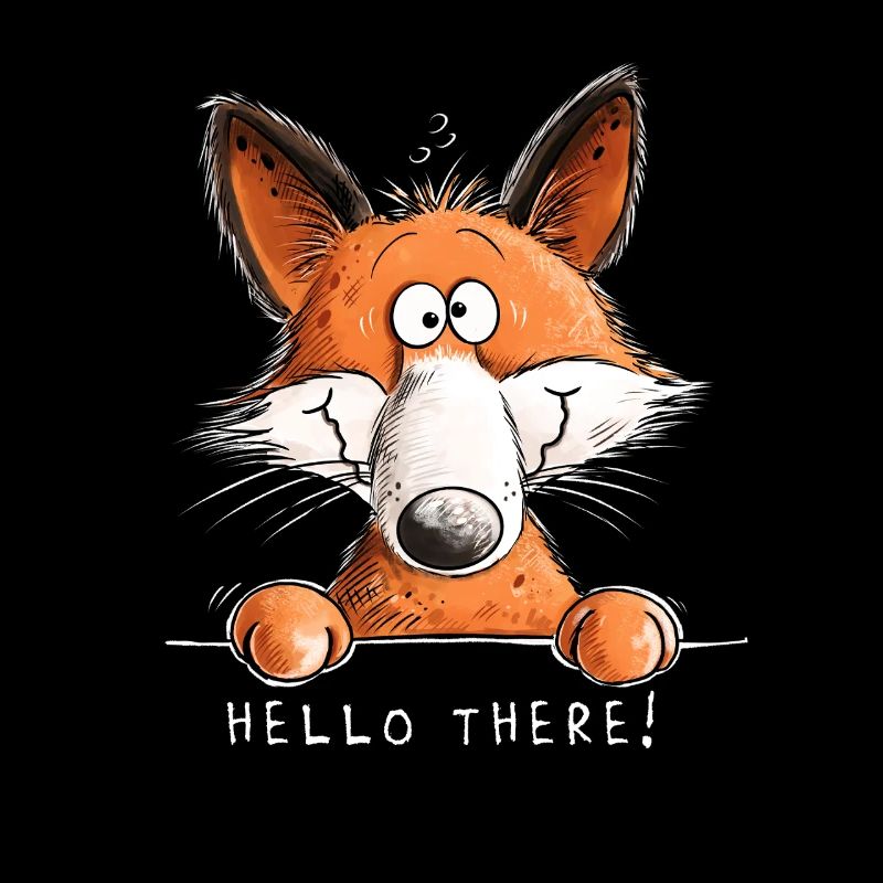 Witziger Fuchs Hallo Da Cartoon Spruch
