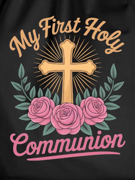 First Holy Communion Cross Roses