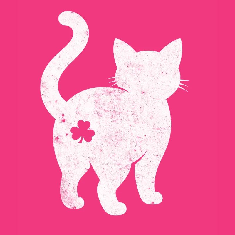 Katzen Silhouette mit Kleeblatt