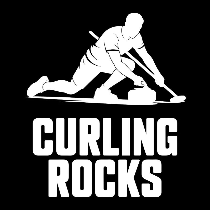 Curling Rocks Wintersport Silhouette Man