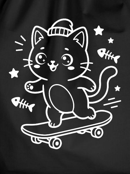 Skateboarding Kawaii Cat