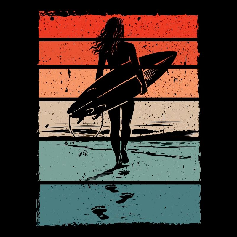 Surfer Retro Vintage Sunset Beach