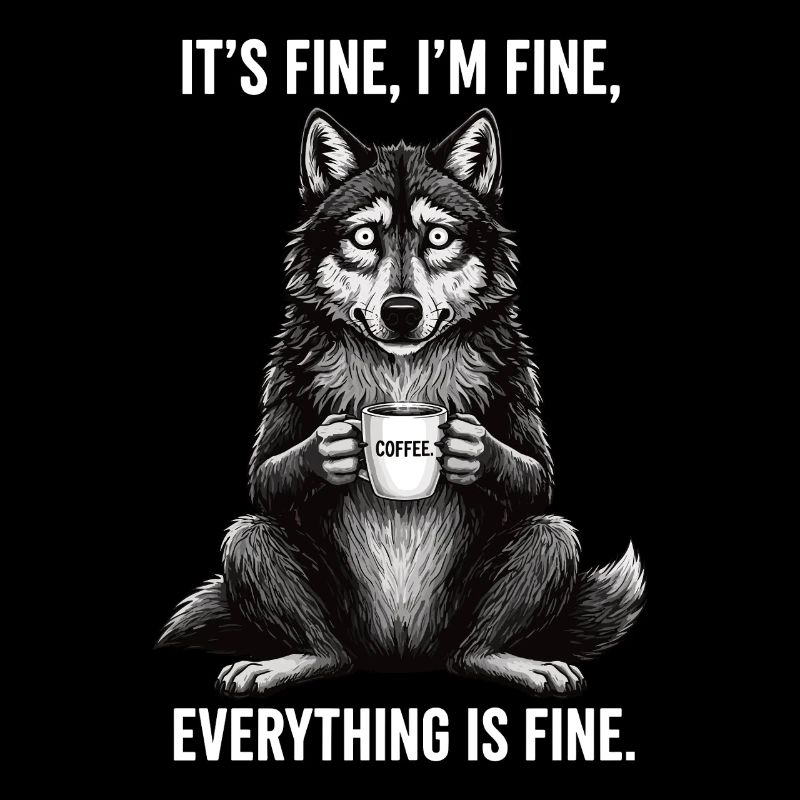 Its Fine Im Fine Coffee Wolf Humor
