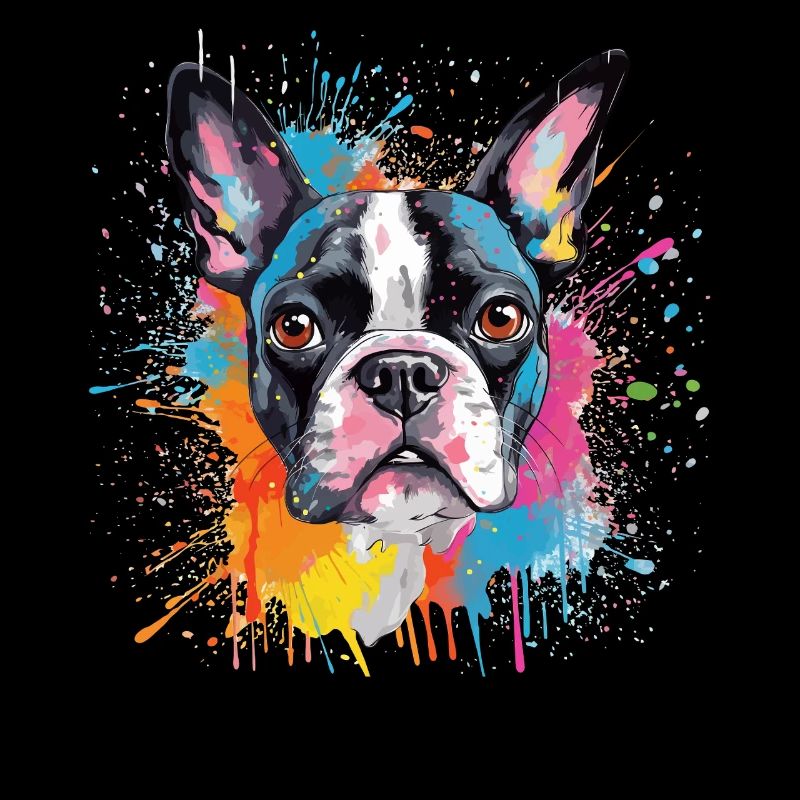 Vivid Splash Boston Terrier-Porträt