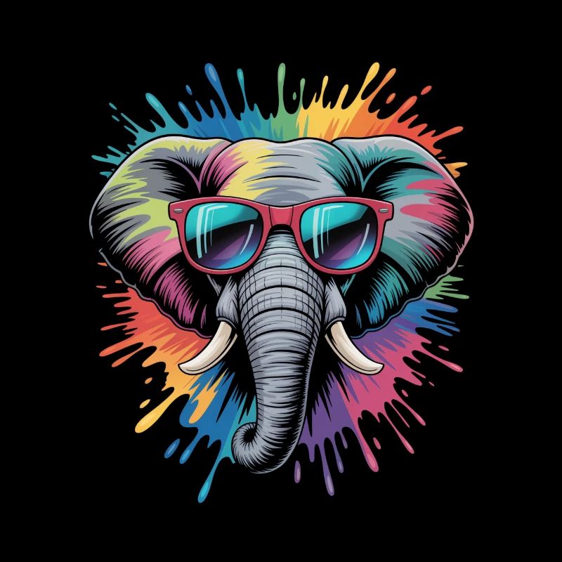 Bunter Elefant Wasserfarben Spritzer