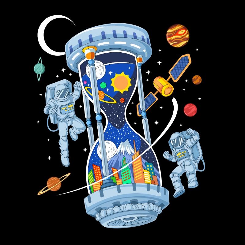 Space Hourglass Astronauts Galaxy Time