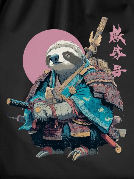 Faultier-Samurai in blauer Rüstung
