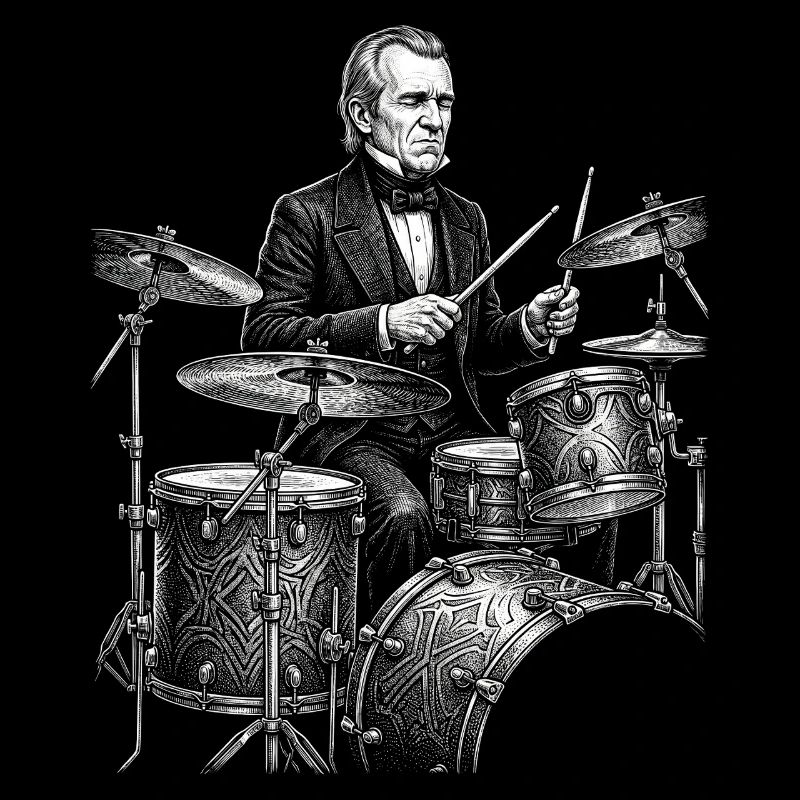 James K. Polk plays drums