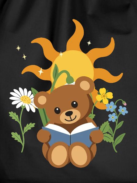 Teddy Blumen Kinder Lesen Design