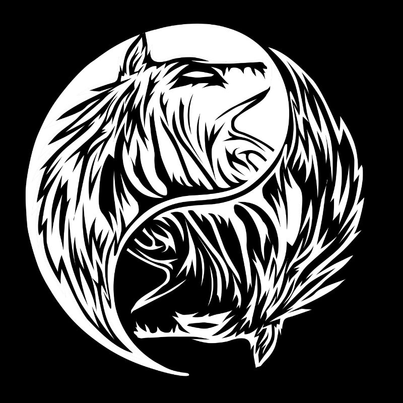 two wolves that form Yin Yang Shirt Design