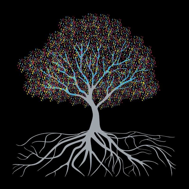 Glowing fruits on tree design