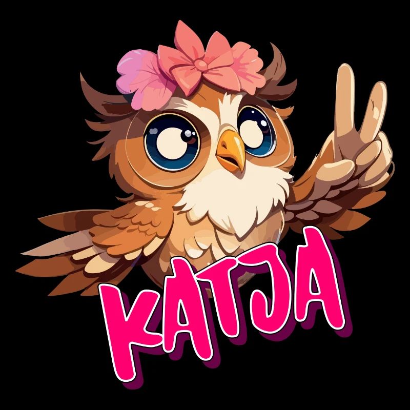 KATJA - Schöner Mädchen Name mit süßer EULE