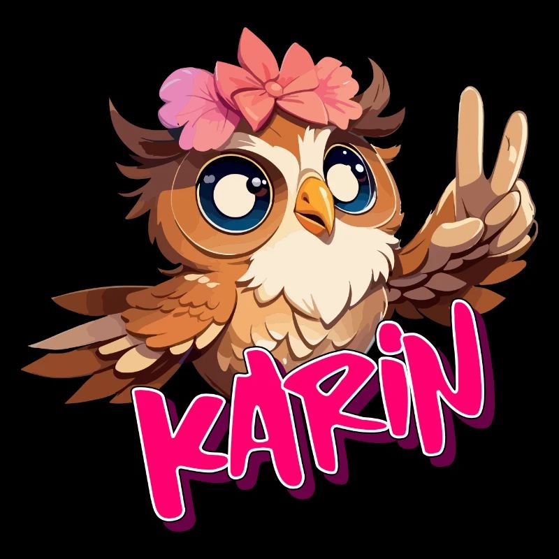 KARIN - Schöner Mädchen Name mit süßer EULE