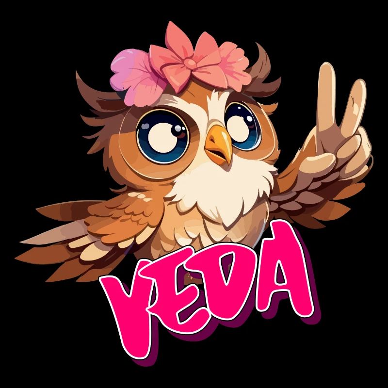 VEDA - Schöner Mädchen Name mit süßer EULE