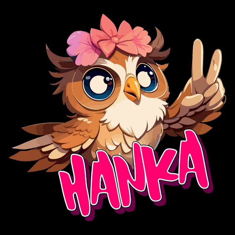 HANKA - Schöner Mädchen Name mit süßer EULE