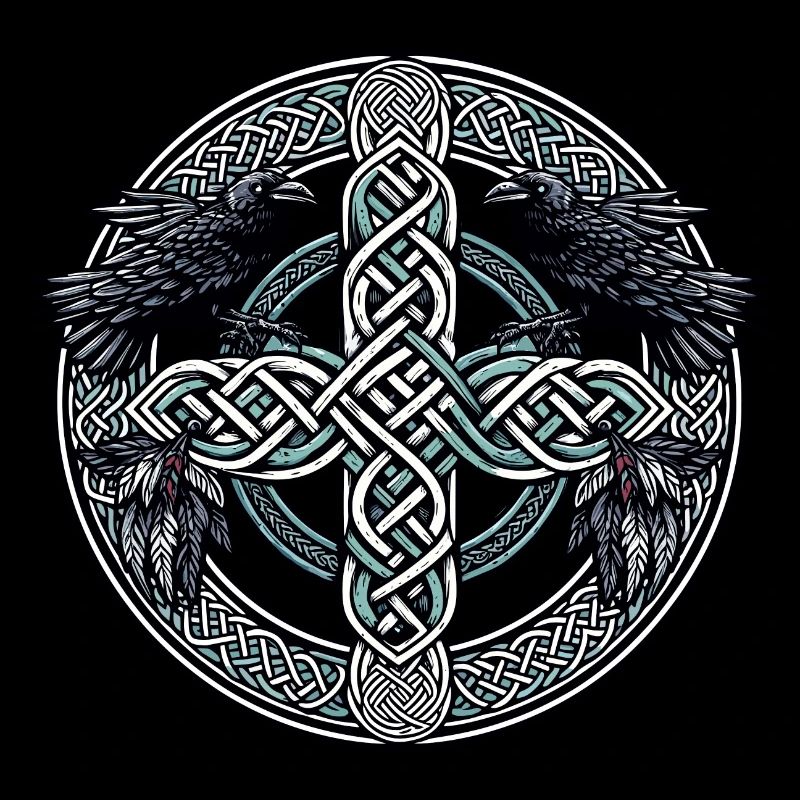 Celtic Cross with Ravens