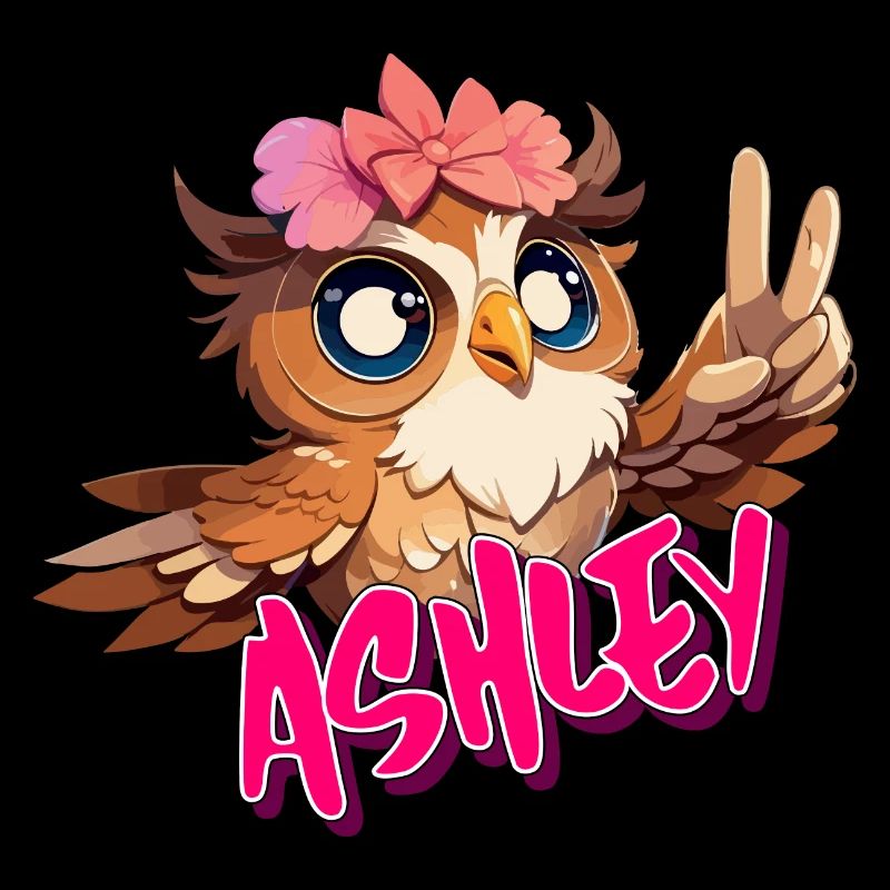 ASHLEY - Schöner Mädchen Name mit süßer EULE