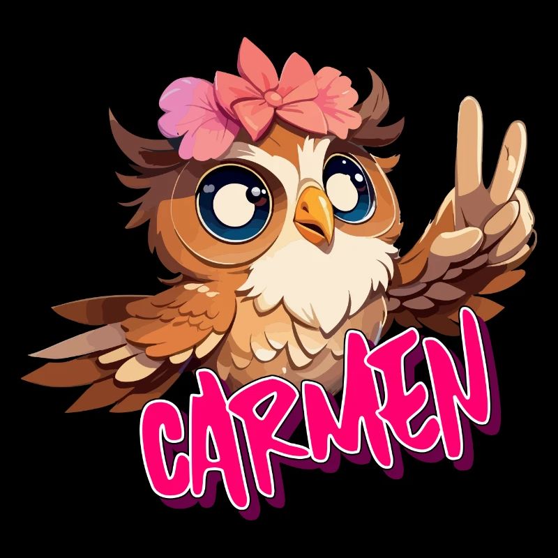 CARMEN - Schöner Mädchen Name mit süßer EULE