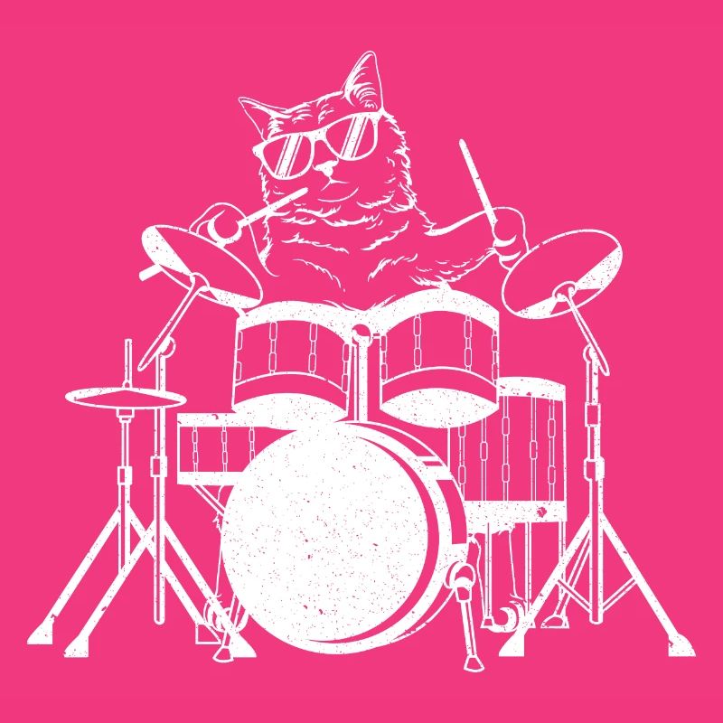 Drum-playing cat