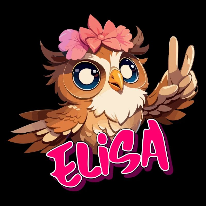 ELISA - Schöner Mädchen Name mit süßer EULE