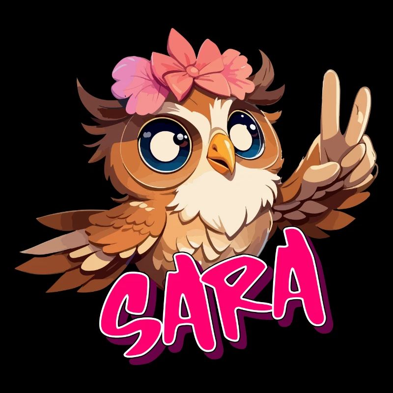 SARA - Schöner Mädchen Name mit süßer EULE