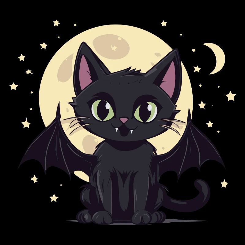 Halloween Black Cat as Vampire