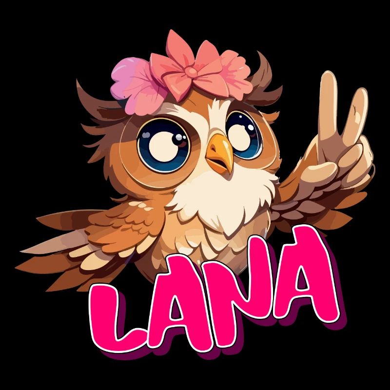 LANA - Schöner Mädchen Name mit süßer EULE