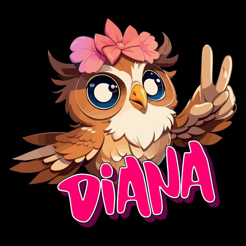 DIANA - Schöner Mädchen Name mit süßer EULE