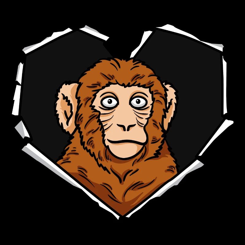 Monkey crack torn hole heart monkey face