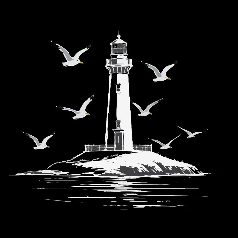 Lighthouse Seagull Harbor Moin Sea Lake