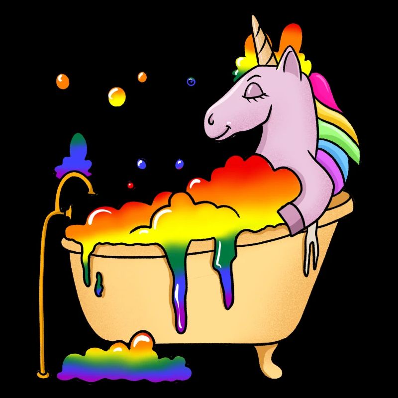 Unicorn Bathing in Bathtub LBGT