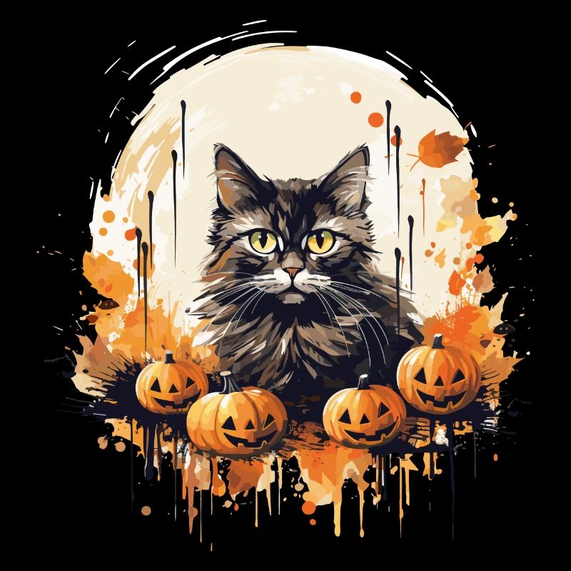 Main Coon Herbst Halloween Katze Katzenjunges