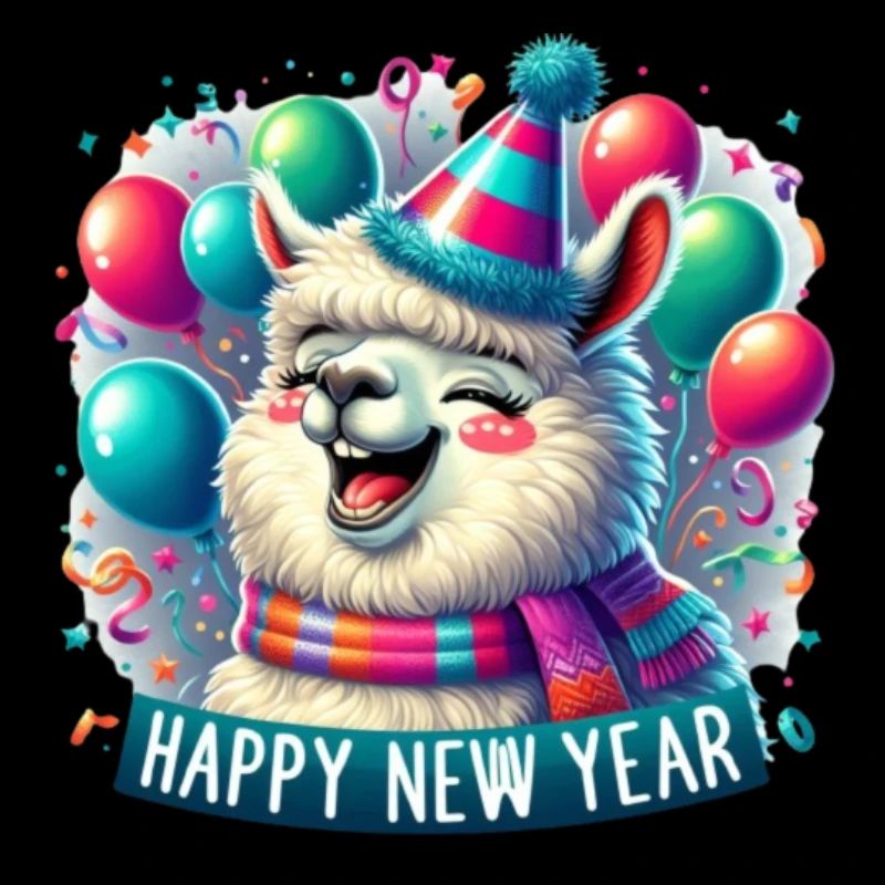 Lachendes Neujahrs-Lama