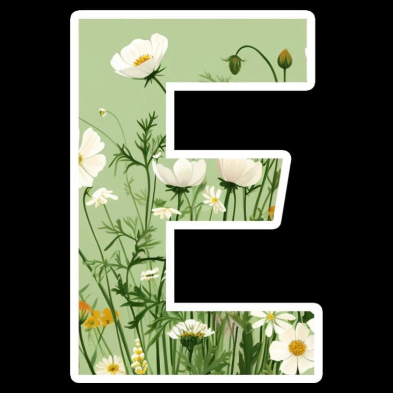 Letter E, Monogram, Floral Pattern