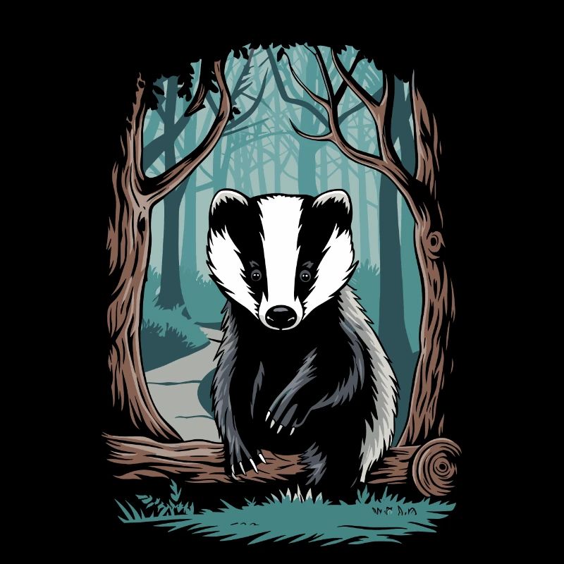 Cottagecore esthétique forêt blaireau illustration