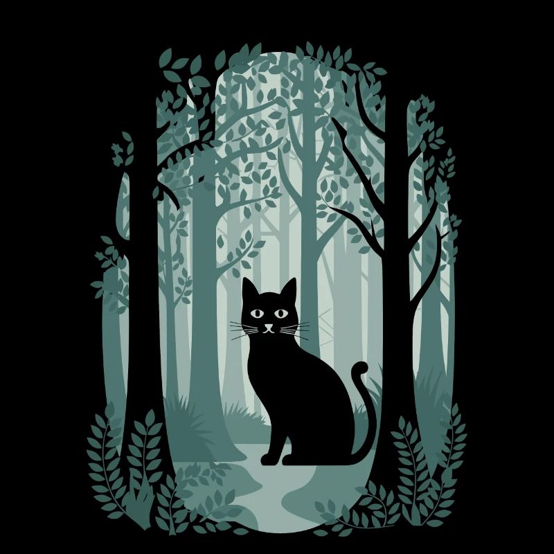 Chat magique de la forêt Cottagecore dans la forêt de contes de fées