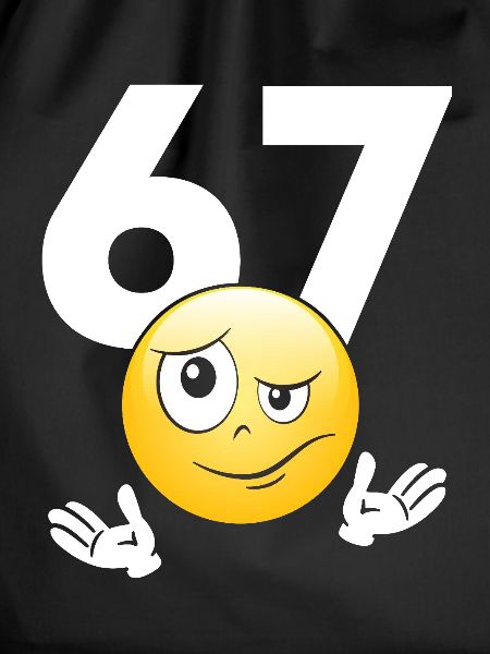 Numer 67 z emotikonem