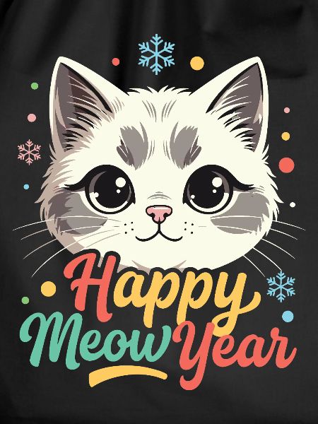 Süßer Katzen-Neujahrsregenbogen