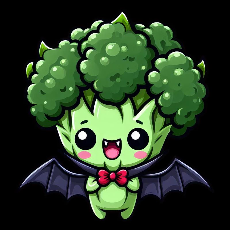 Mignon Halloween Brocoli Vampire Dessin animé