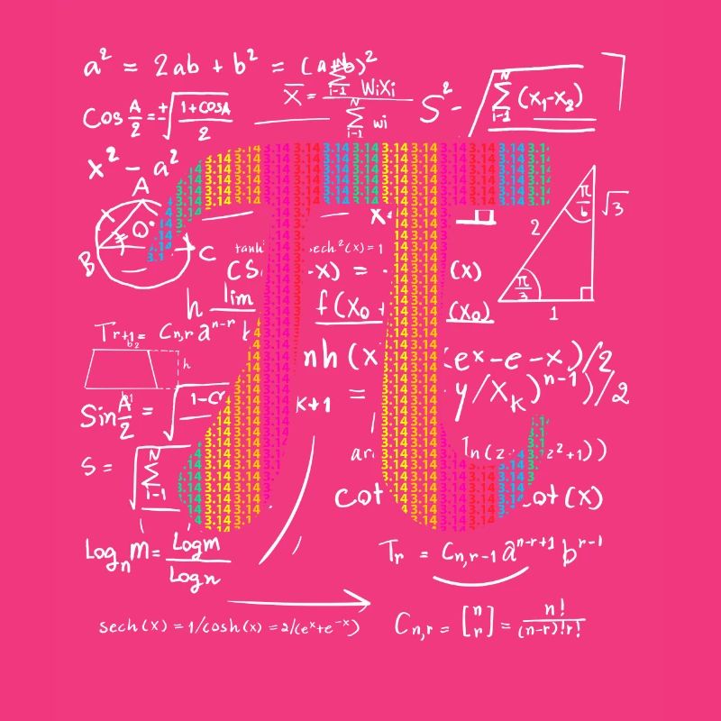 Pi Day 3.14 Pi symbol with Math Equations Gift
