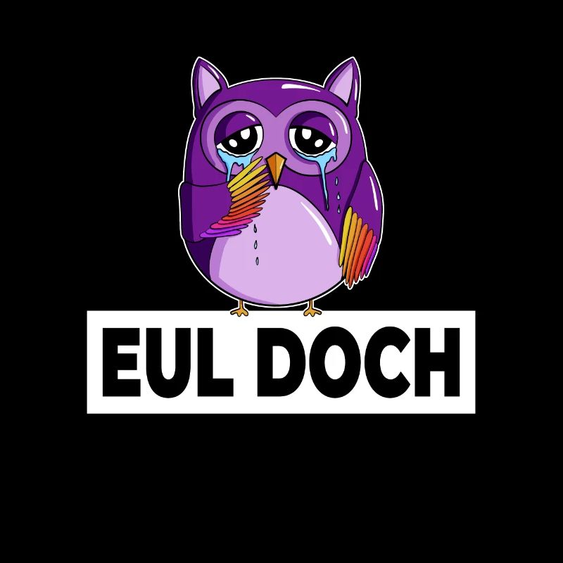 Traurige kleine Dicke Violette Eule mit Spruch Eul