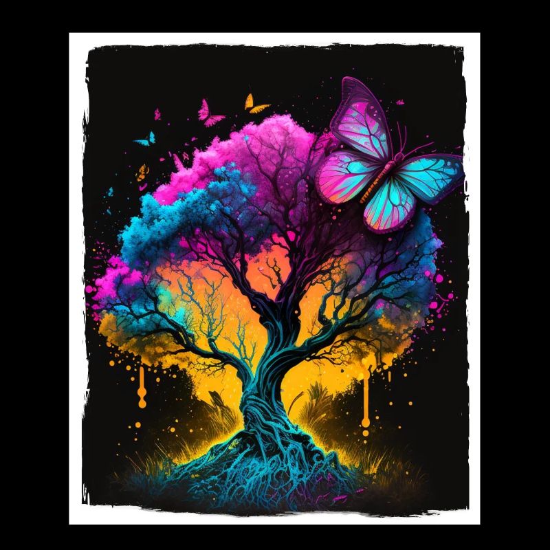 Tree Butterflies Abstract Nature Forest Grunge