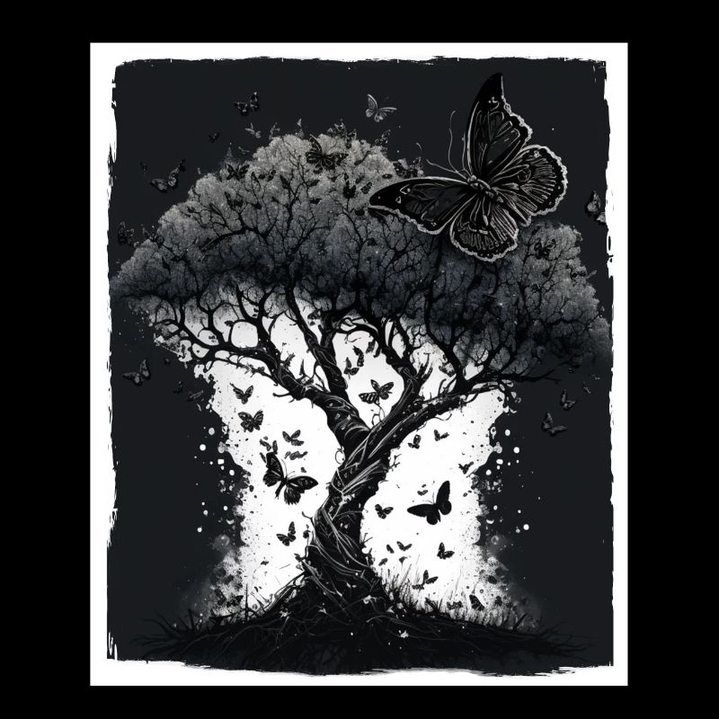 Tree Butterflies Abstract Nature Forest Grunge