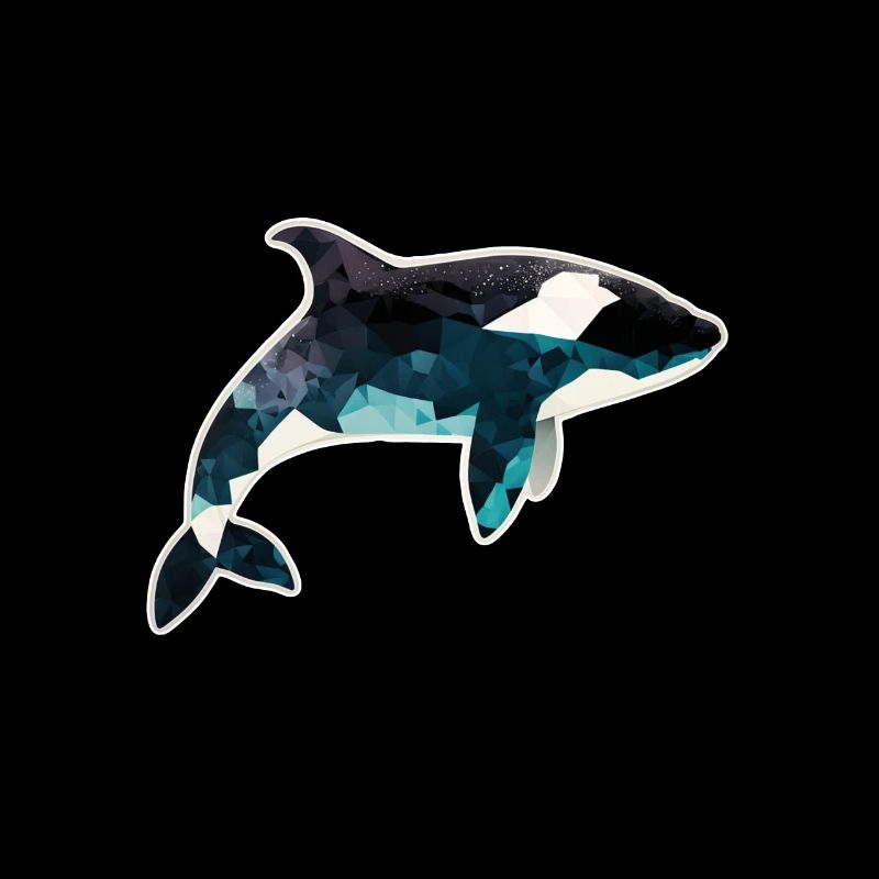 Whale Orca Polygon Geometric Underwater World Ocean